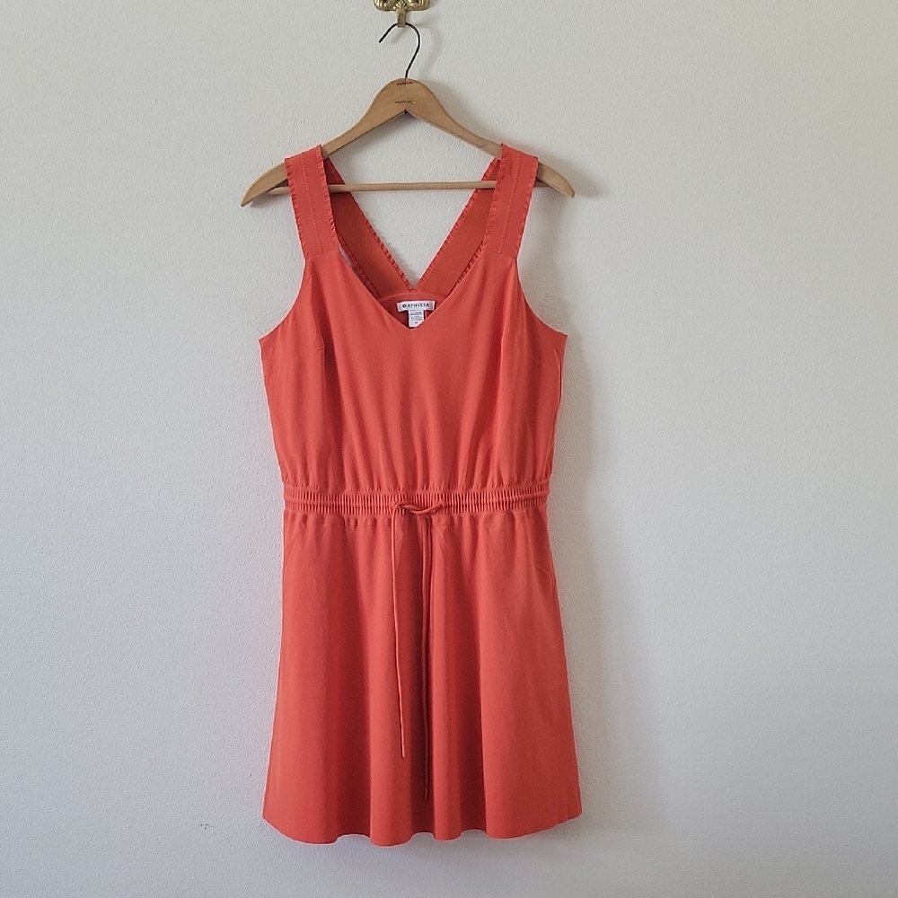 Athleta Savannah Strap Mini Dress Orange Tie-Waist Size Medium
